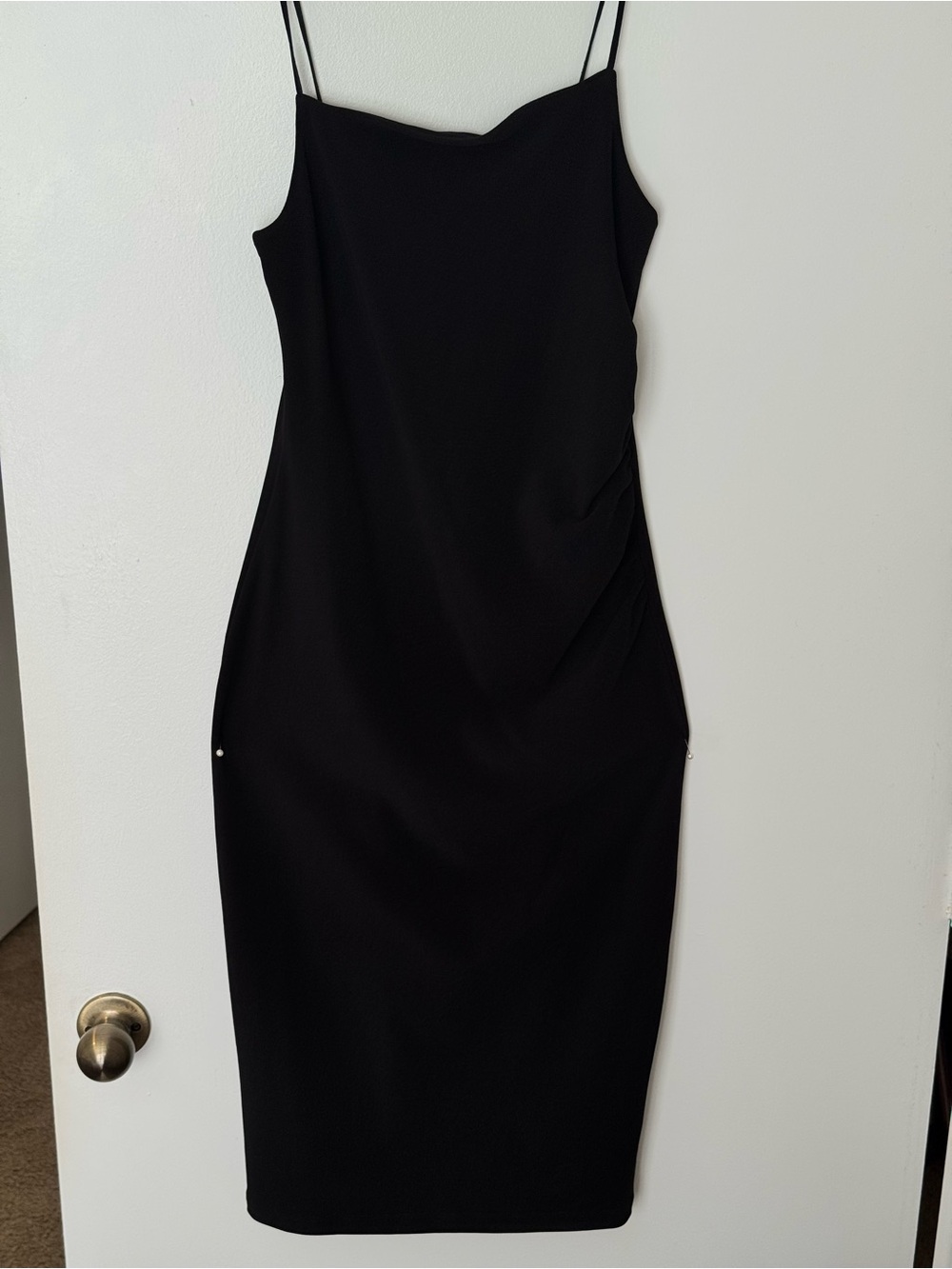 Zara Black Midi Dress with Spaghetti Straps